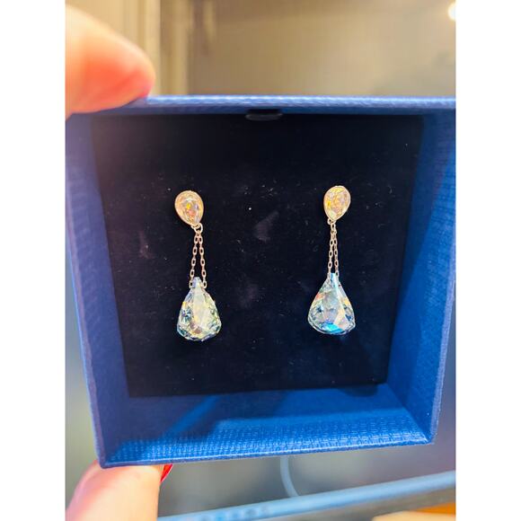 Swarovski crystal earrings blue Lunar PE Drop Lazo Mol 8193294 NWT - Picture 5 of 13